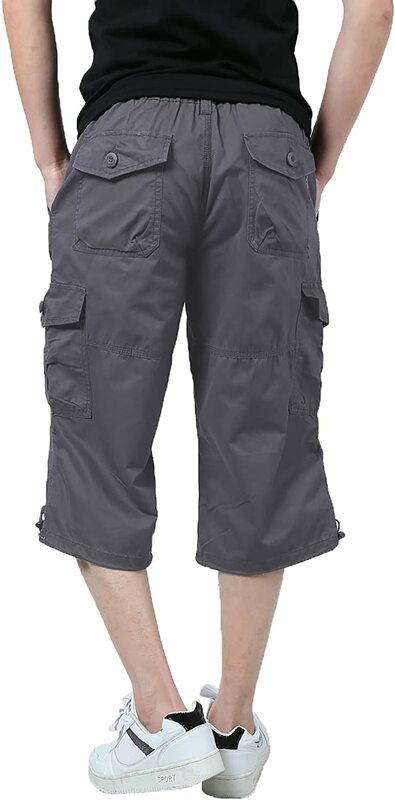 طول الركبة البضائع السراويل الرجال الصيف القطن عادية متعددة جيوب المؤخرات اقتصاص بنطال قصير تحت الركبة السراويل للرجال