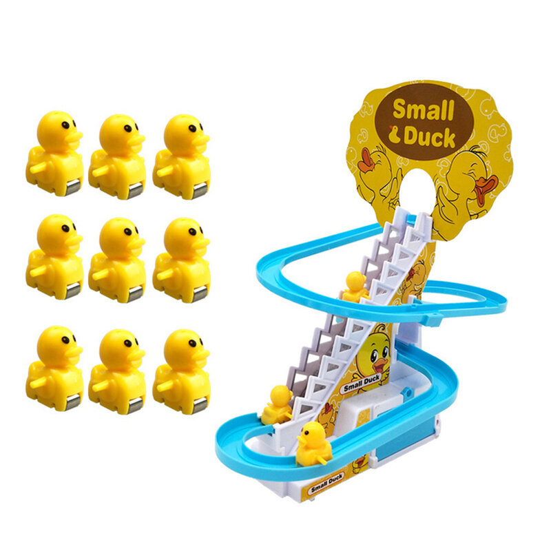 Maiale Action Figures giocattolo fai da te binario da corsa piccola anatra arrampicata scale giocattolo auto elettrica scala musica giocattolo educativo per bambini