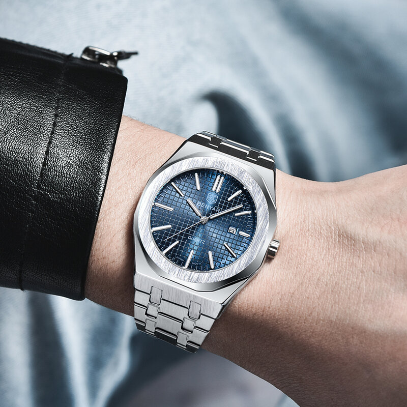 2022 benyar marca superior men relógio de quartzo luxo esportes relógio de aço inoxidável à prova dwaterproof água calendário relógio negócios relogio masculino