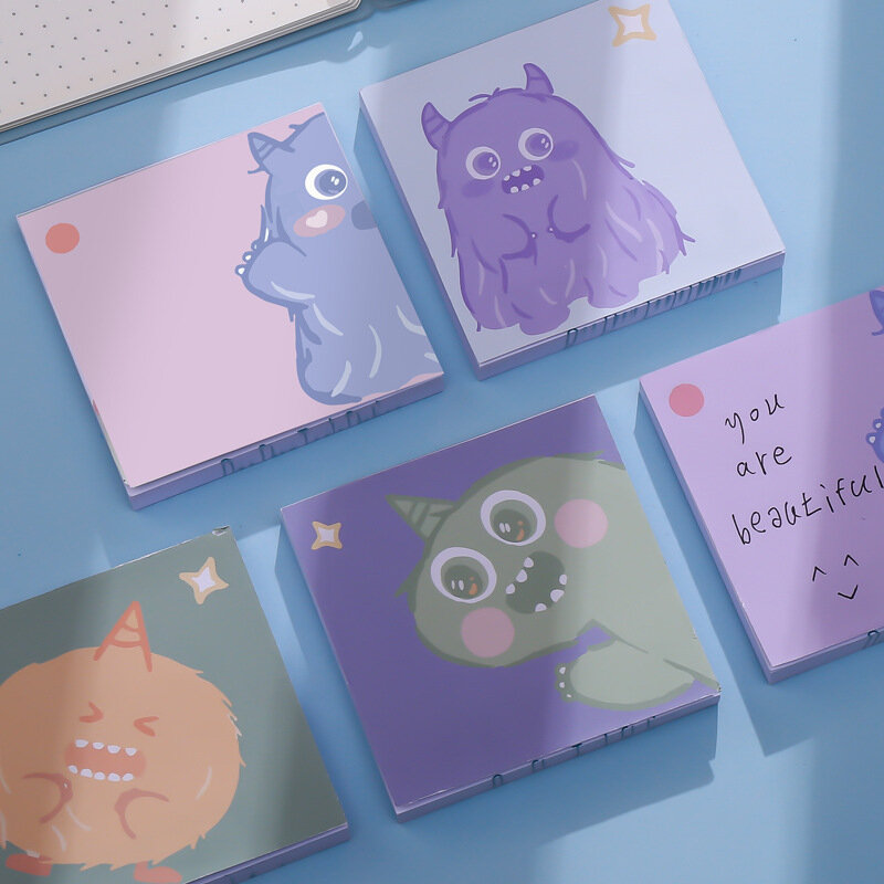 Coreano simples anime dos desenhos animados pequeno diabo não pegajoso mensagem bloco de notas estudantes criativo bonito notebook papelaria escritório aprender tag