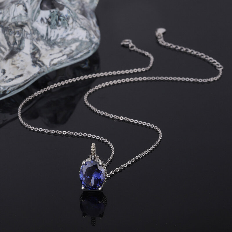 Europejski i amerykański styl serce w kolorze oceanu naszyjnik damski kryształ niebieski imitacja Sapphire błyszczący diament nowy łańcuszek do obojczyka kobiet