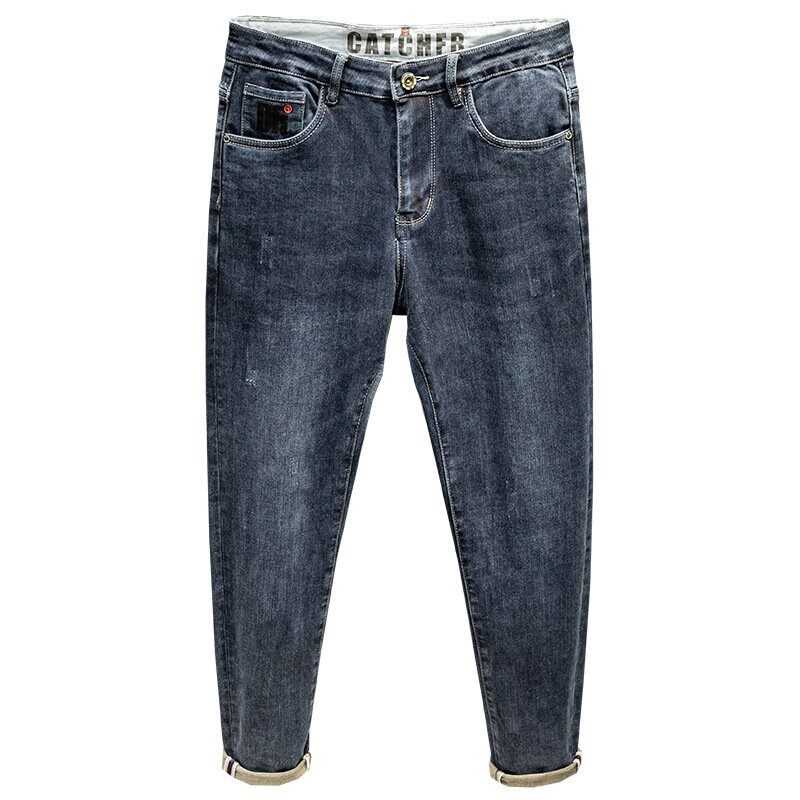 2022 новые зимние осенние мужские хлопковые джинсы, модные высококачественные мужские повседневные теплые брюки