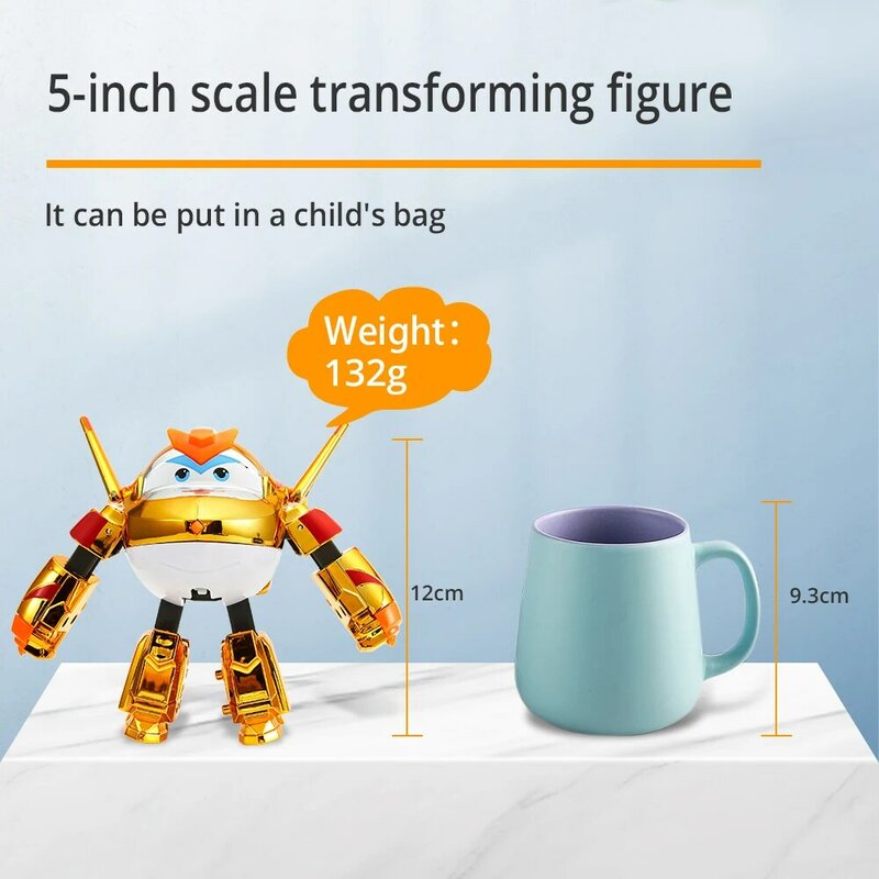 Super asas s5 5 "escala transformando brinquedo figuras de ação menino dourado avião para robô avião presentes para aniversário meninos meninas crianças