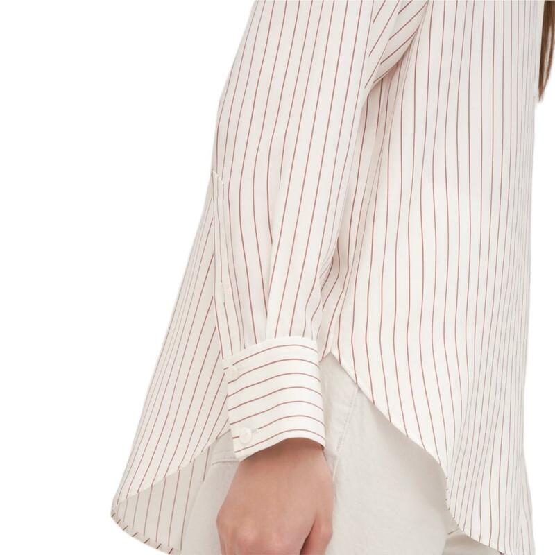 Camisa de seda a rayas finas de 19mm para mujer, camisa básica china de manga larga, elegante y ligera, resistente a las arrugas