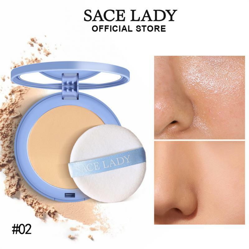 SACE LADY Silk Soft Mist Powder Cake controllo dell'olio a lunga durata Waterproof Brighten Natural Nude Makeup Cosmetic Maquiagem