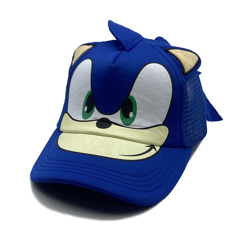 Anime Blue Sonic เด็กผู้ใหญ่ Breathable หมวกแบบตาข่ายคอสเพลย์พิมพ์หมวกบังแดดเบสบอลหมวก