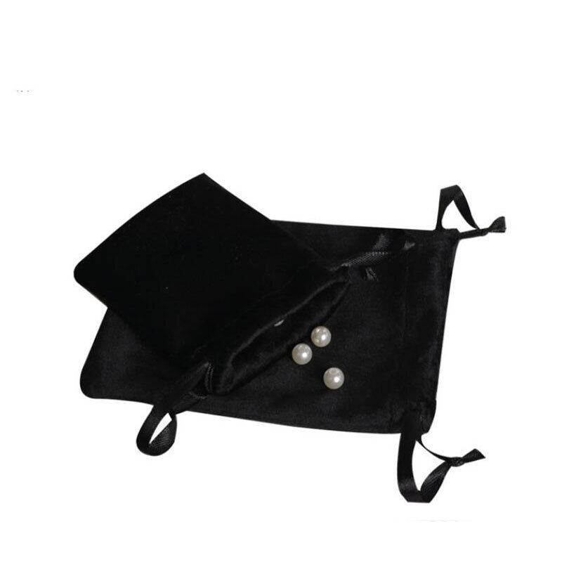 Bolsas de terciopelo negro de 30 unids/lote, 8x10, 10x15, 13x18cm, bolsas con cordón, protección contra el polvo, joyería, auriculares, bolsa de embalaje de regalo, logotipo personalizado
