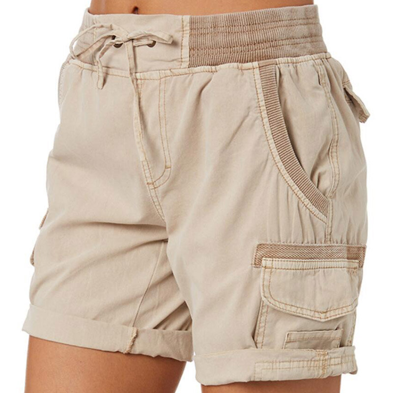 Pantalones cortos de cintura alta con bolsillos para mujer, ropa de calle informal, Sexy, para playa, verano, 2022