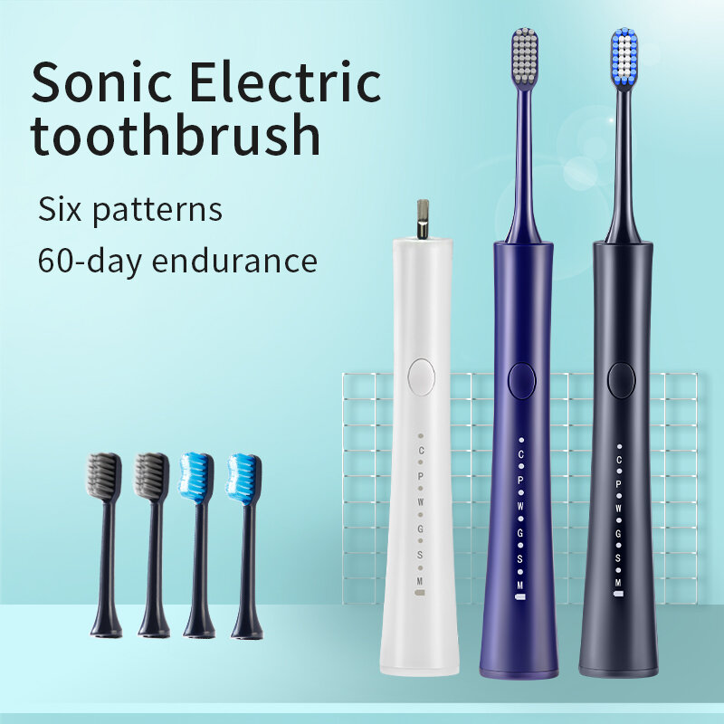 ソニック電動歯ブラシ大人タイマーブラシIPX7防水6モードusb充電器充電式歯ブラシの交換ヘッドセット