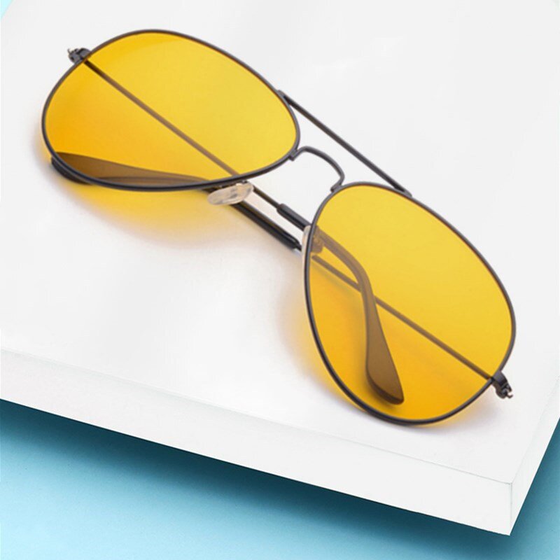 Retro redondo amarelo óculos de sol mulher clássico visão noturna ssun óculos para feminino masculino/homem liga espelho acessórios esportivos