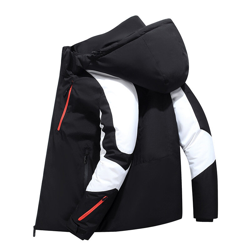 Winter Color Blocking Puffer Jacket Men's Thicken Warm Down Jackets 2022 Outdoor Men Windproof Black White Duck Down Coat
