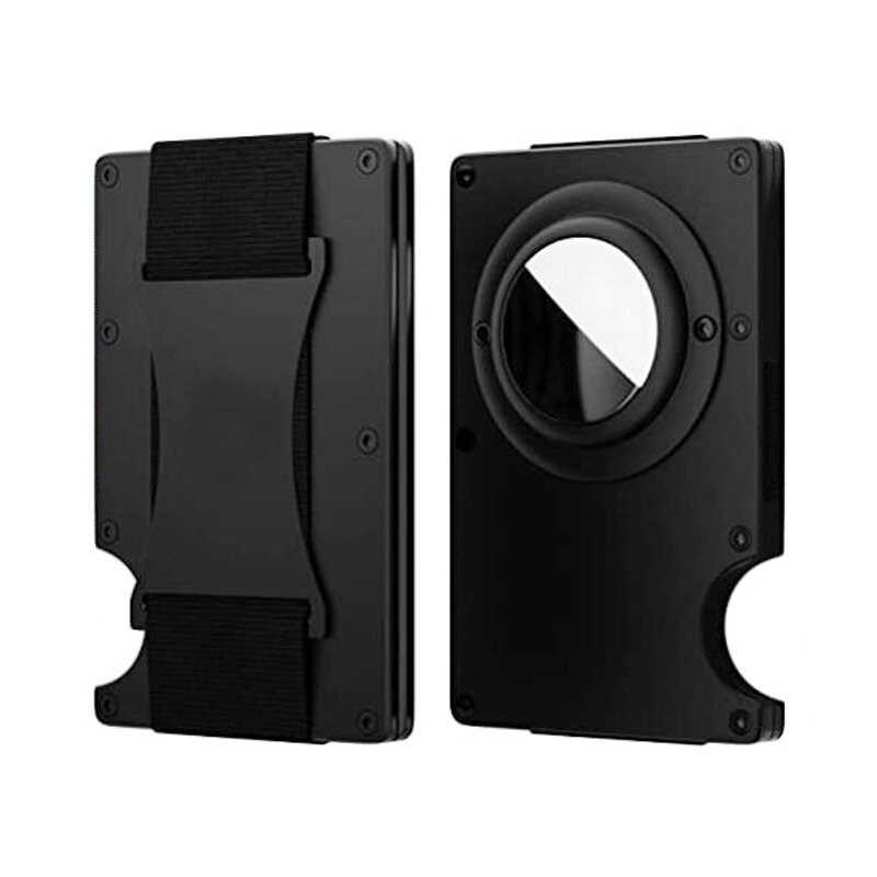 Portafoglio AirTag per uomo, sottile e minimalista RFID Blocking Air Tag Holder tasca frontale in metallo, carta con fermasoldi