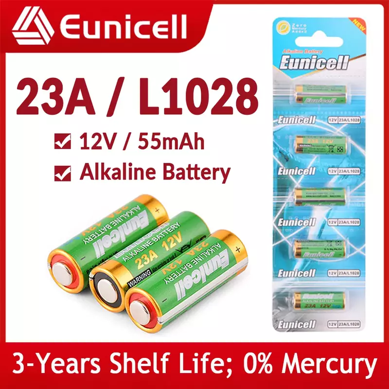 Batería alcalina seca para juguetes, pila de Control remoto de 55mAh, 23A, 12V, L1028, 21/23, A23, E23A, K23A, V23GA, GP23A, RV08, LRV08, 23 a