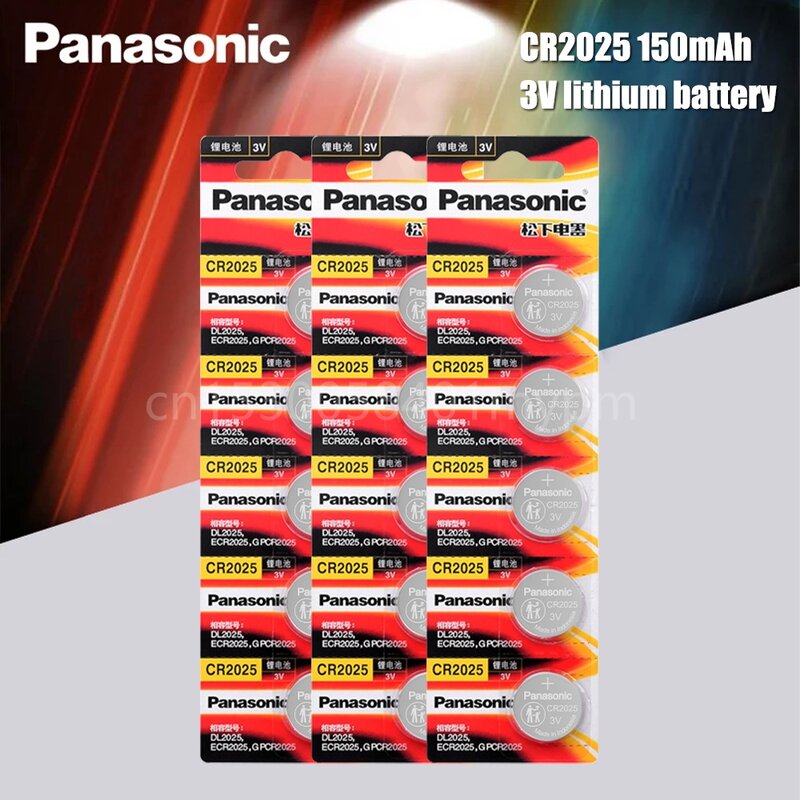 Baterai Sel Tombol Cr2025 Asli Panasonic Baterai Koin Lithium Cr 2025 3V untuk Skala Berat Kalkulator Jam Tangan