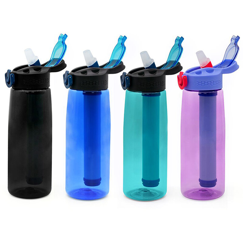 650ml przenośny oczyszczacz wody butelka czajnik wodny trening gimnastyczny butelki sportowe szczelny Shaker butelka Outdoor Survival Filter