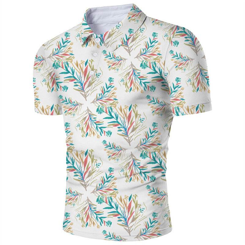 New Men's Polo Shirt 3D Digital Printing Lapel Short Sleeve T-shirt