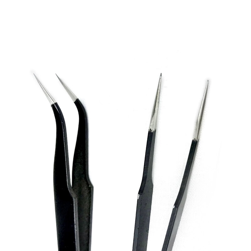 Outils de pincettes antistatiques à pointe droite incurvée, ensembles de pincettes à souder de précision, outil de réparation de pincettes électroniques ESD