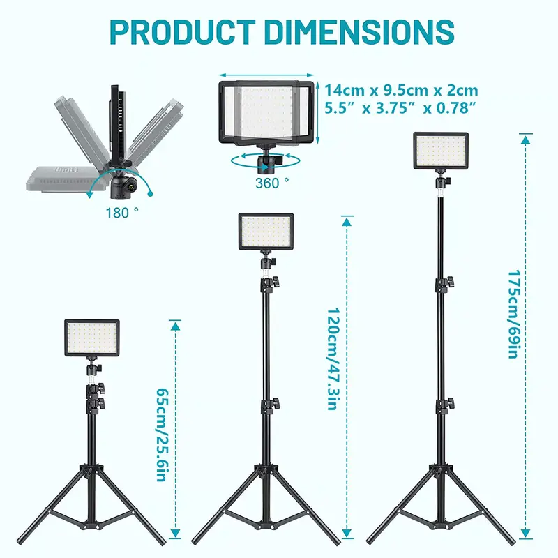 6"LED Video Light Panel 5600k Photography Lighting Photo Studio Lamp Kit For Shoot Live Streaming Youbube With Tripod RGB F