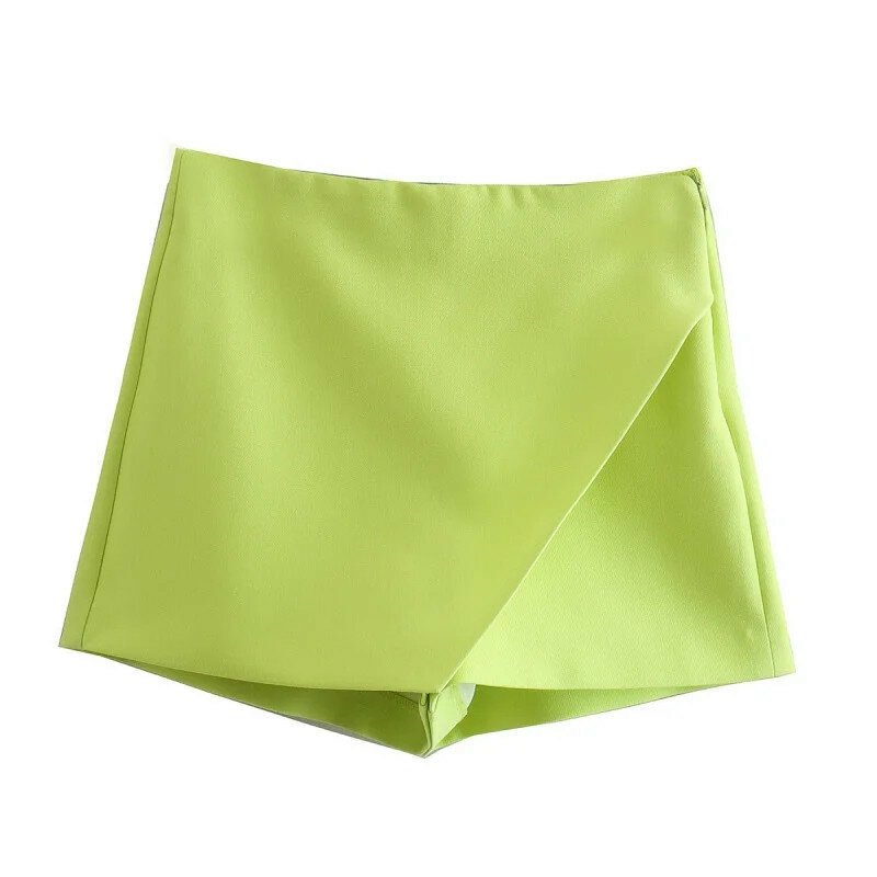 2022 verão moda feminina assimétrico shorts saias vintage cintura alta lateral zíper feminino skort mujer