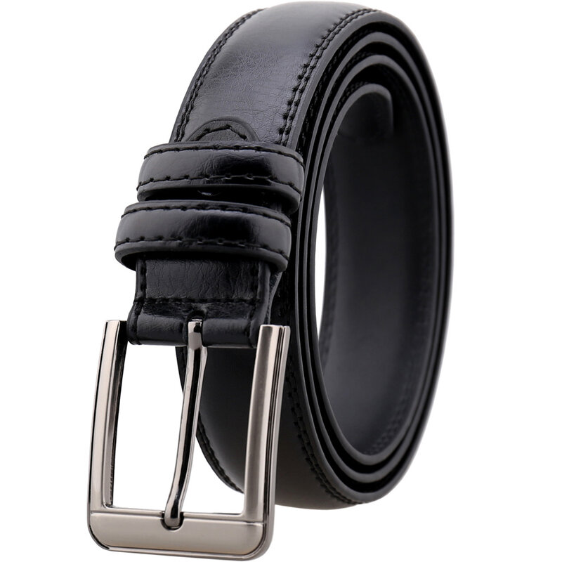 High Quality Men's Belt Pin Buckle Width 3.3CM Two-layer Cowhide Casual Fashion Jeans Trousers Business Belt