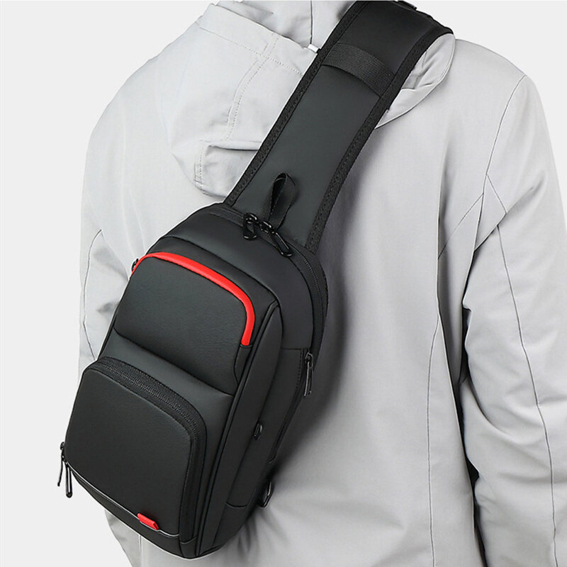 Men Waterproof Shoulder Bag Large Capacity USB Business Cross Body Sling Chest Bags Casual Crossbody Pack For Male Female Women