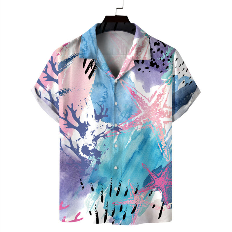 New 2022 Summer Beach 3D Digital Printing Hawaiian Fashion Loose Casual Short Sleeve Men's Shirts Drop Shipping