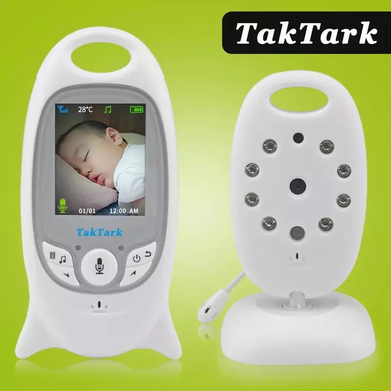 Monitor de vídeo sem fio do bebê 2.0 polegada cor câmera de segurança 2 maneira falar nightvision ir led monitoramento de temperatura com 8 lullaby