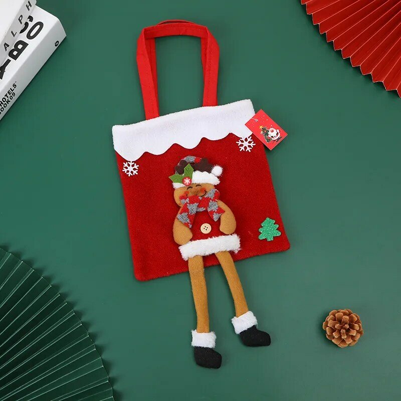 크리스마스 장식 용품 2023 새해 크리스마스 선물 가방, 산타 사탕 가방 손잡이 끈 선물 가방