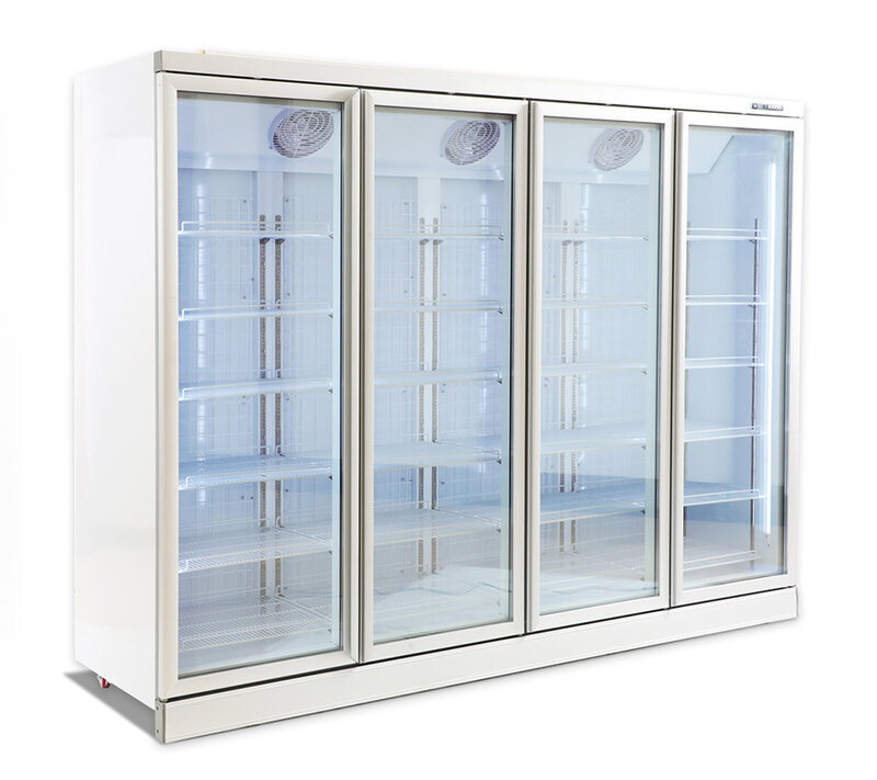 commercial supermarket drink cake display refrigerator showcase upright glass double door fridge