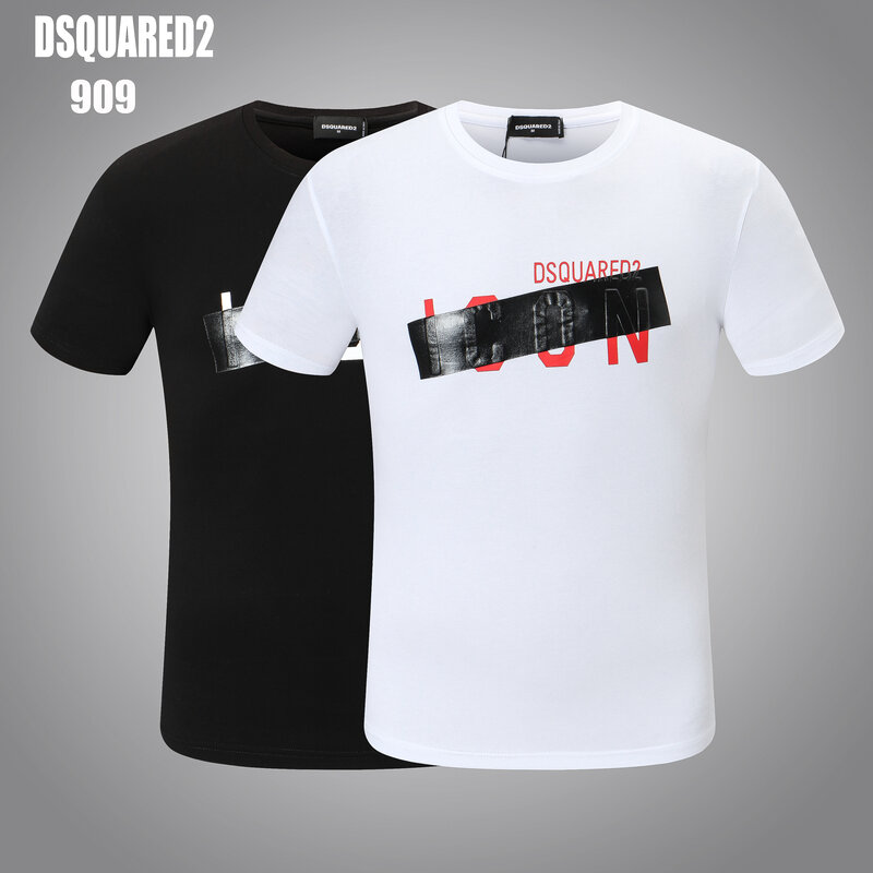 DSQU2 – T-shirt col rond à manches courtes pour hommes, en coton, avec impression de lettres, vêtements d'été de rue Hip-hop