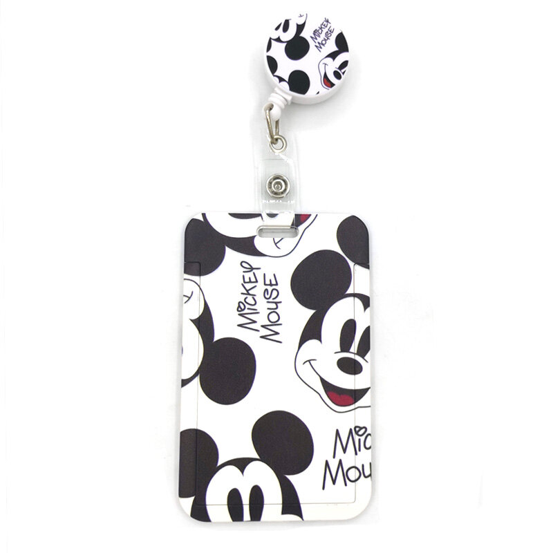 Tarjetero de Mickey y Minnie Mouse para hombre y mujer, funda de tarjeta con cordón de negocios, funda para tarjeta de identificación y nombre