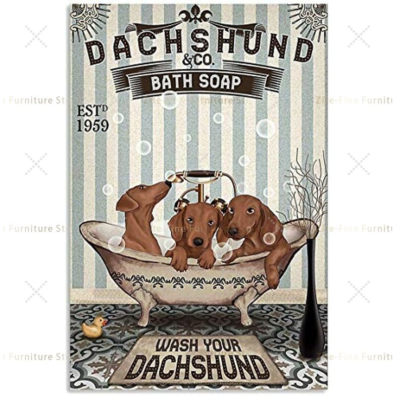 ZITE – panneau métallique pour bain Dachshund, Style Vintage, peinture en fer pour intérieur et extérieur, maison, Bar, café, 8X12 pouces