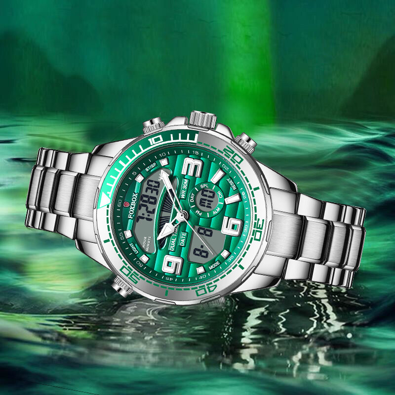 Luksusowa marka LIGE sportowy cyfrowy zegarek dla mężczyzn pasek stalowy wodoodporny chronograf budzik Luminous kwarcowy zegarek męski