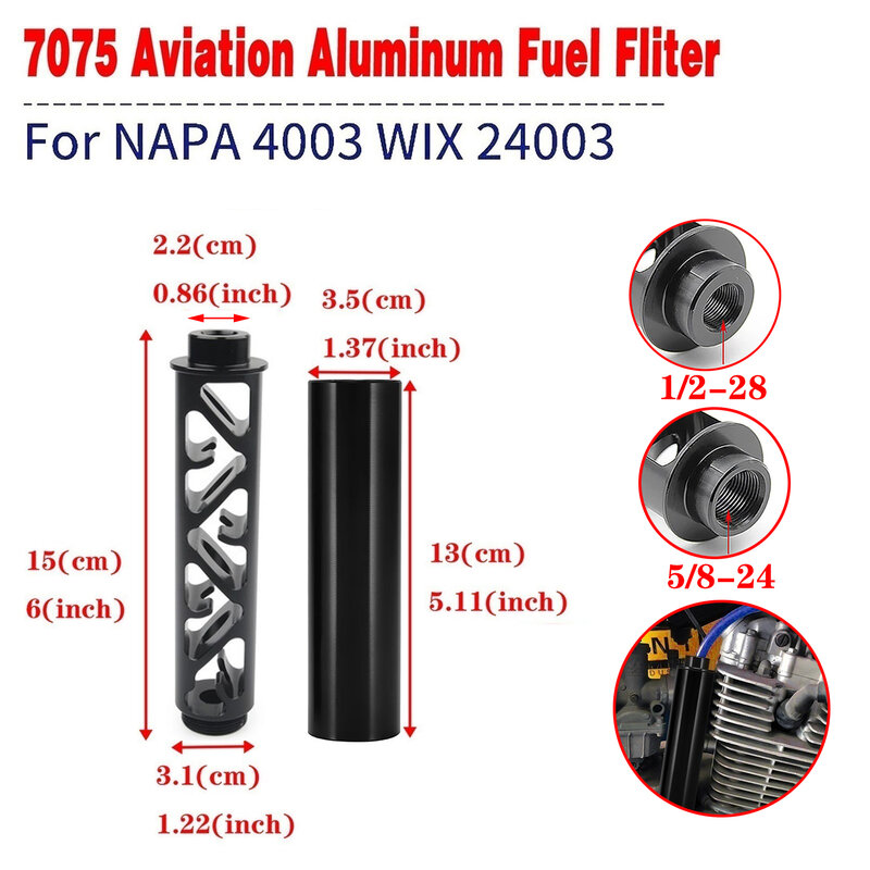 Neue 6 zoll 10 zoll 12 zoll motorrad aluminium zubehör kraftstoff filter 1/2-28 5/8-24
