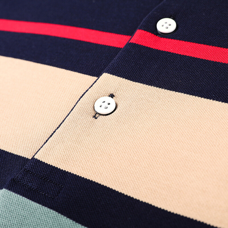 Polo da uomo camicia da Golf ricamata in cotone di qualità di marca uomo Business Fashion Stripes top 2022 abiti estivi a maniche corte