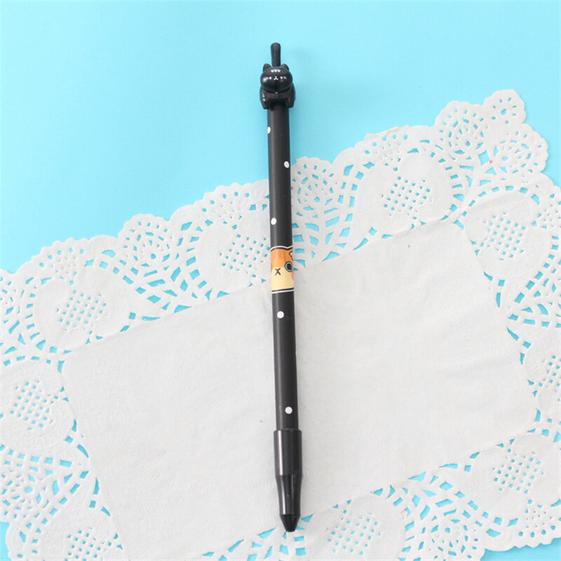 3D Kawaii 크리스마스 고양이 펜 0.38mm 리필 봉 검정 잉크 젤 펜 어린이 학생 공식 학교 문구 용품