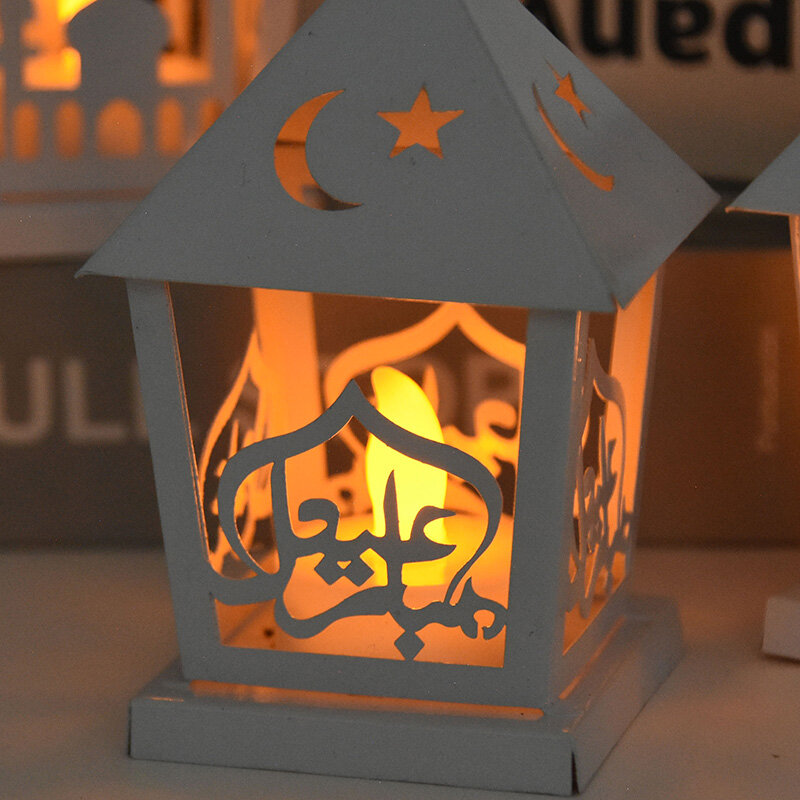 Eid mubarak metal lanterna led luz ramadan festival decoração de festa muçulmano islâmico eid al adha presente para a decoração de casa luz