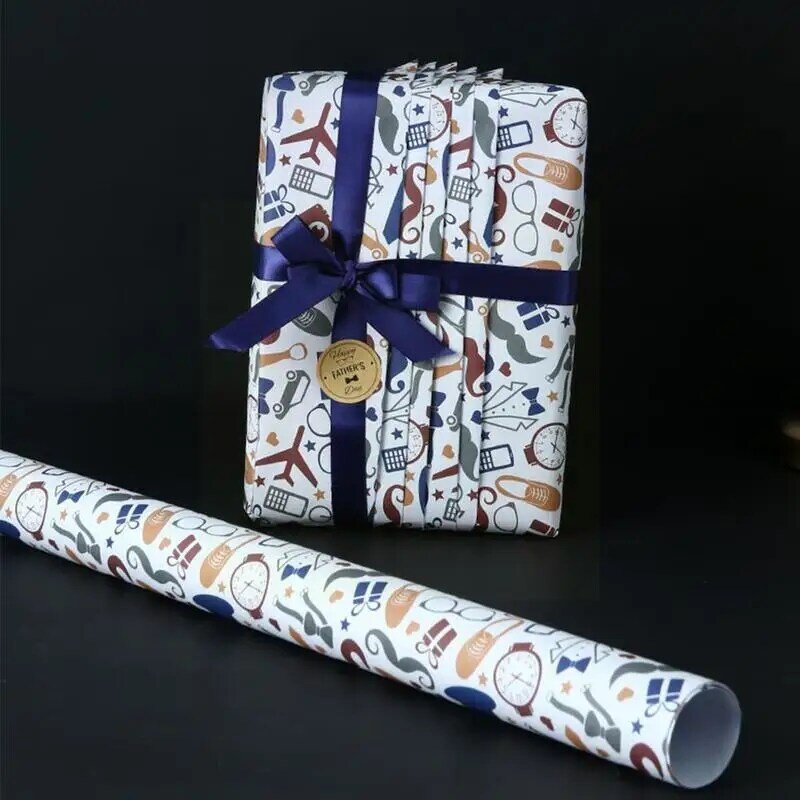 Бумага для упаковки подарков на день отца 50x7 0 см, Мужская бумага для упаковки на день рождения, бумага для подарков с геометрическим узором, ...