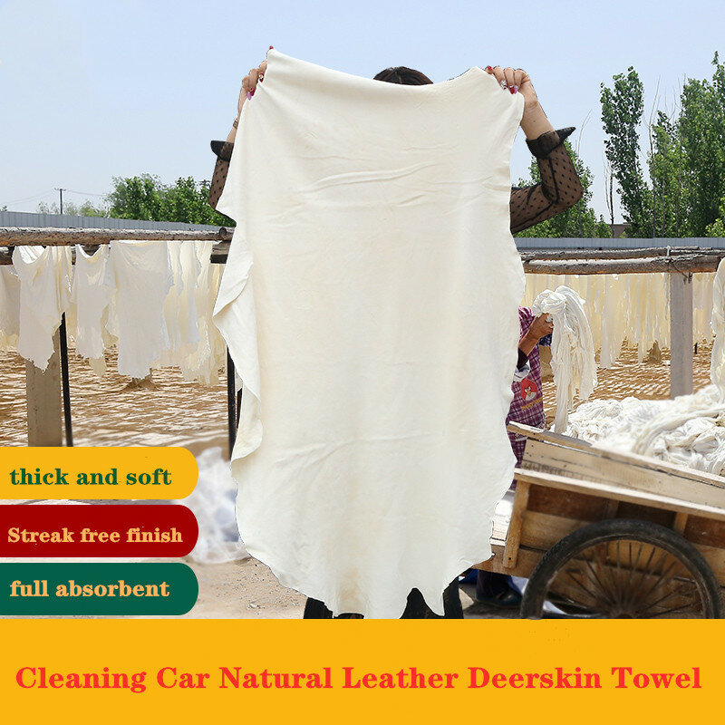 Naturalne Deerskin skórzane chusteczki samochodowe wycieraczki samochodowe miękkie silnie pochłaniający ręcznik do suszenia czyszczenie samochodu