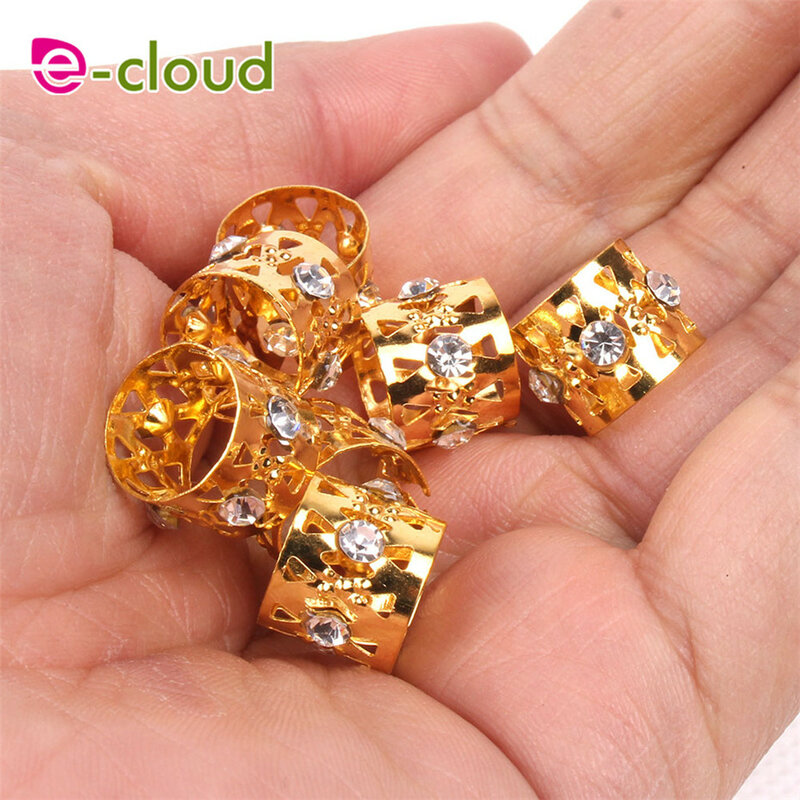 500-1000Pcs Dreadlock Kralen Diamond Gloden Metalen Buis Ring Voor Vlechten Haar Kralen Verstelbare Dreadlocs Haar Vlechten Manchet clips