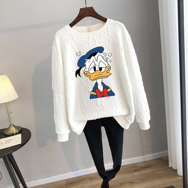Disney Donald Duck Autumn Winter Knitted Jumper Tops turtleneck Pullovers Casual Sweaters Women Long Sleeve Loose Sweater Girls