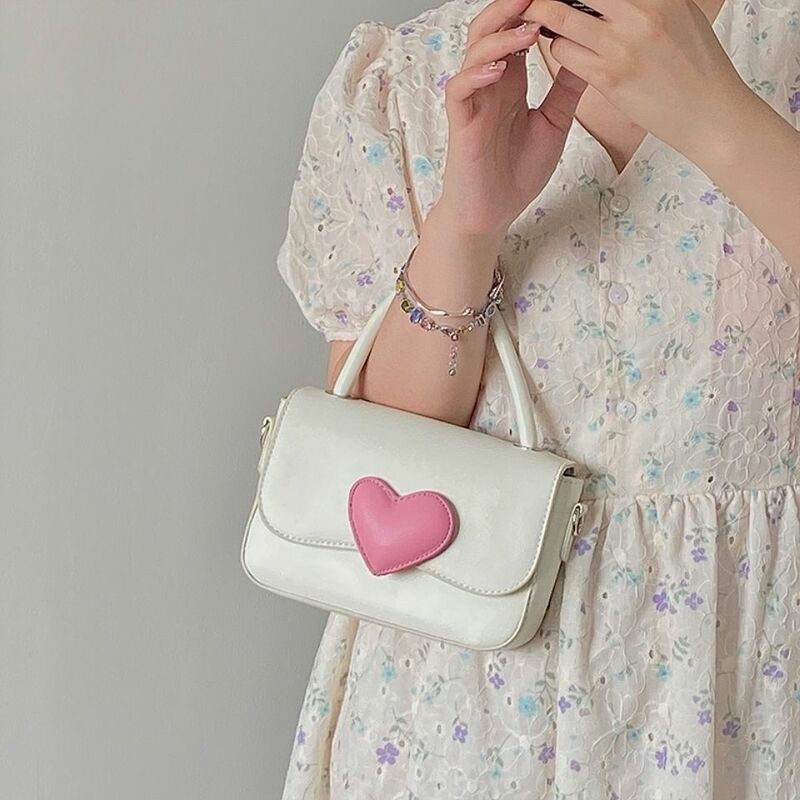 Xiuya Pink Love Contrast Color Girl Cute Handbag Ladies 2022 Summer Fashion French Luxury Chain Crossbody Bags for women