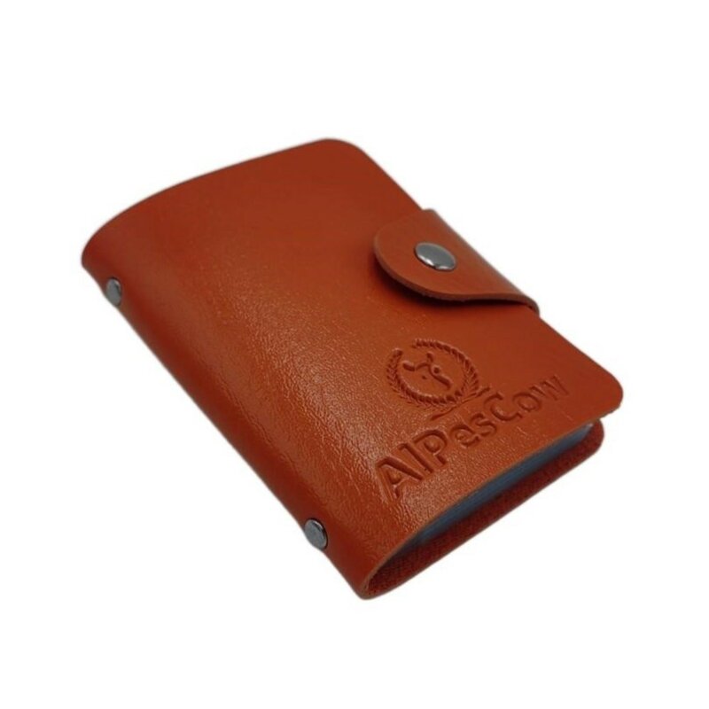 Porte-cartes de luxe fin en cuir véritable, Clip de carte de visite avec bouton, pochette de carte d'identité, sac de rangement de portefeuille