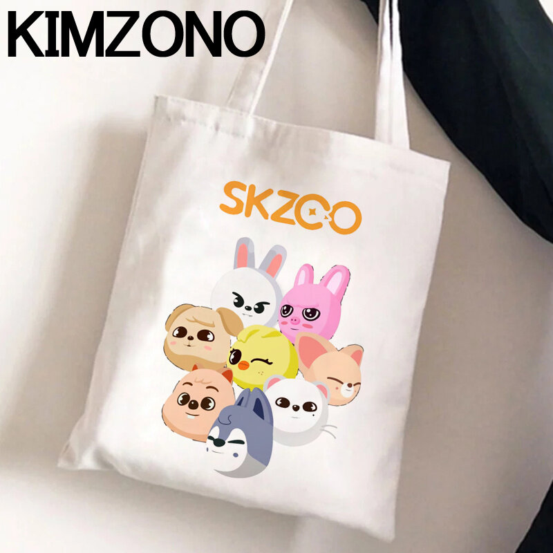 Сумка для покупок Stray Kids Skzoo, Джутовая сумка, сумка из переработанного материала, Экологичная многоразовая сумка для продуктов, сумка для пок...