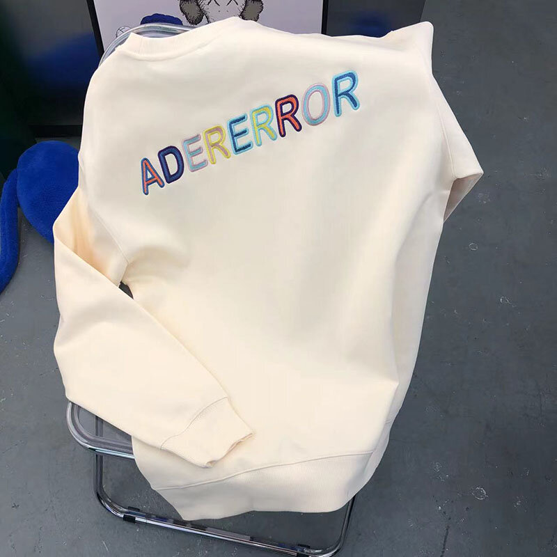 Ader Hoodie-カジュアルでルーズな刺繍が施されたピュアコットンフード付きセーター,ラウンドネック,1:1