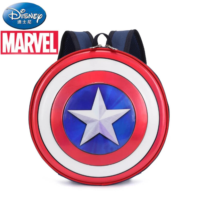 Disney infantil mini mochila impermeável redonda, mochila Capitão América escudo, mochila de meninos, desenhos animados, novo, 2022