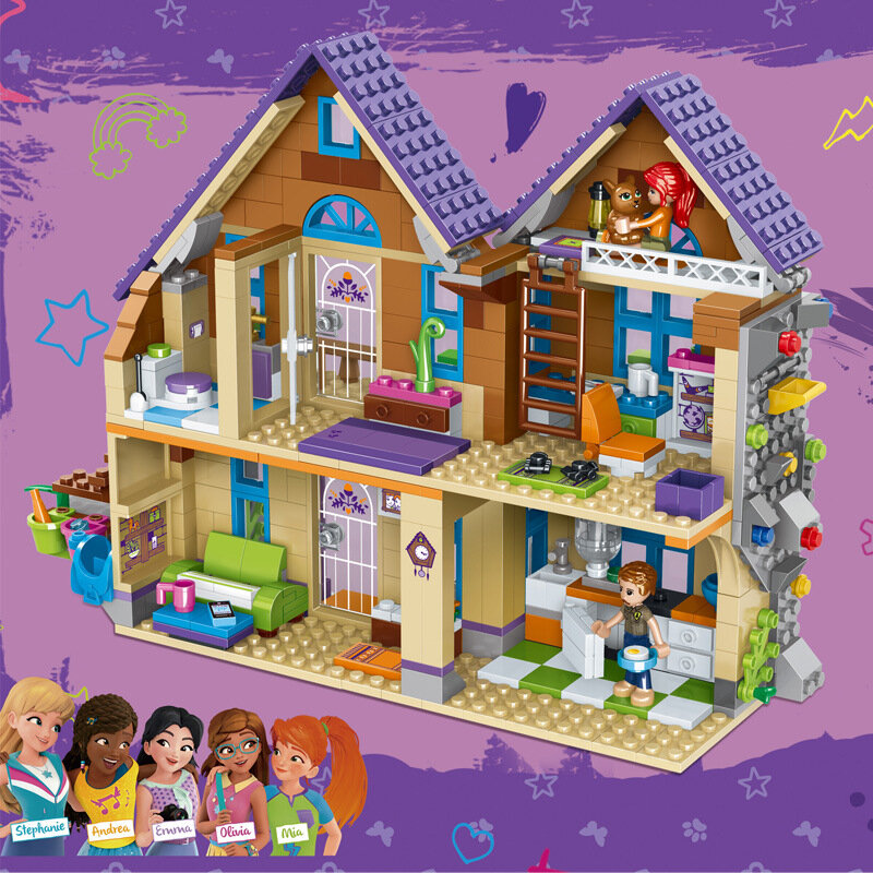 796pcs 미아의 집 빌딩 블록 우드 빌라 하우스 벽돌 클래식 소녀 모델 가족 홈 장난감 생일 선물 41369