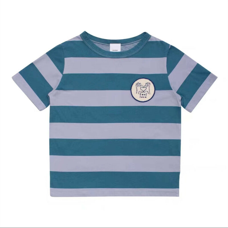 Kaus Kasual Anak Laki-laki Balita Musim Panas SS Wyn 2023 Baju Desainer Merek untuk Anak Perempuan Keluaran Baru Atasan Kaus Lengan Musim Panas Anak