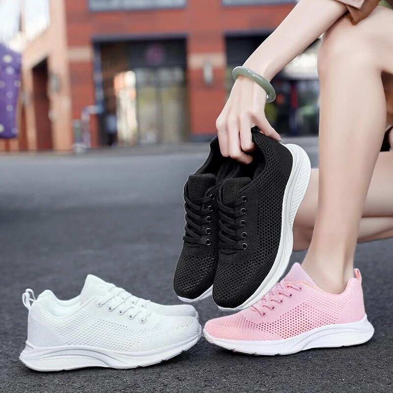 Sneakers Wanita 2022 Sneakers Chunky Berenda Sepatu Vulkanis Wanita Nyaman Alas Kaki Wanita Luar Ruangan Baru Zapatos De Mujer