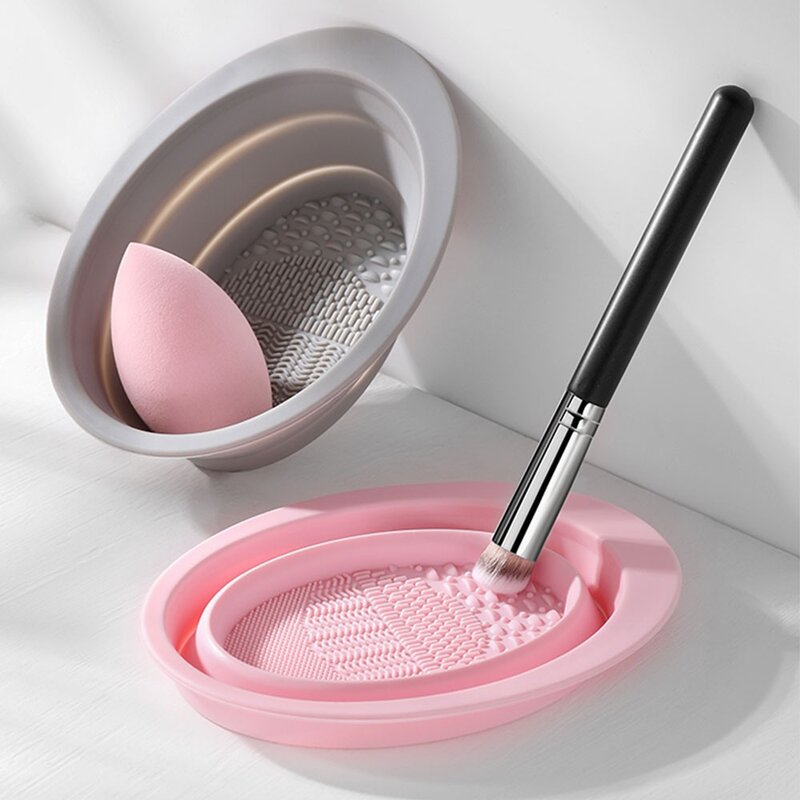 Foldable Silicone Washing Brush Beauty Egg Bowl Makeup Brushes Cleaning Pad Foundation Makeup Tools Scrubbe Board
